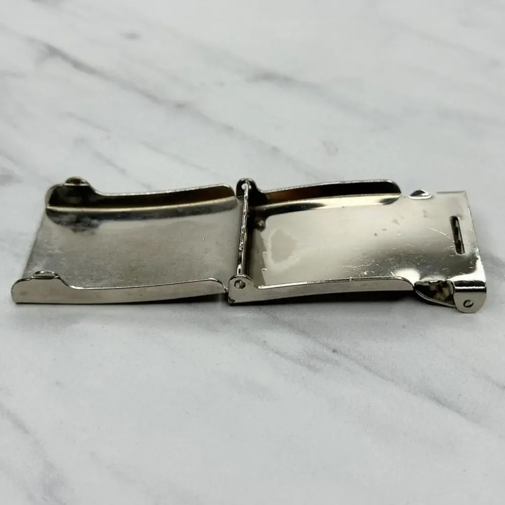 Silver Tone Web Clamp Military Style Slide Belt Buckle Simple Basic Unisex ✨
